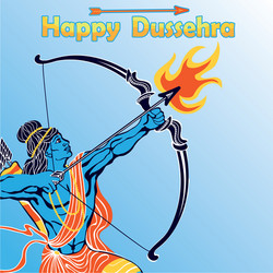 Lord Rama with Bow and Arrow - Dussehra Vector Image