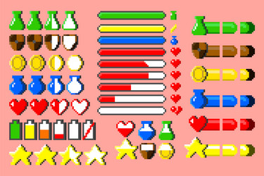 Retro 8-Bit Pixel Elements vector image