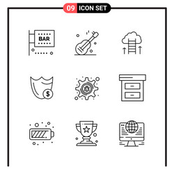 set 9 line style icons for web and mobile vector image