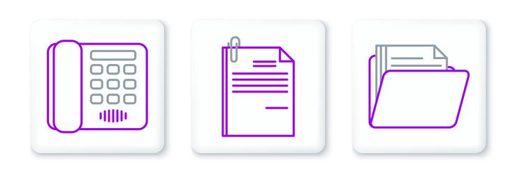 Set line document folder telephone and file vector