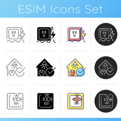 electrician service icons set vector image