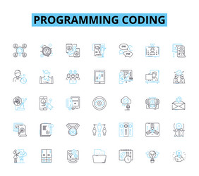 programming coding linear icons set syntax vector image