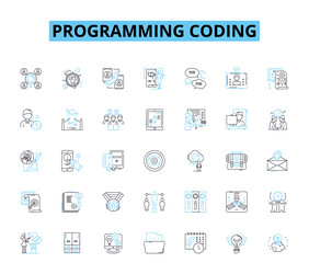 programming coding linear icons set syntax vector