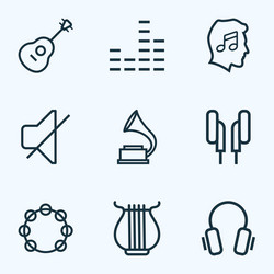Audio outlines set collection of stringed vector