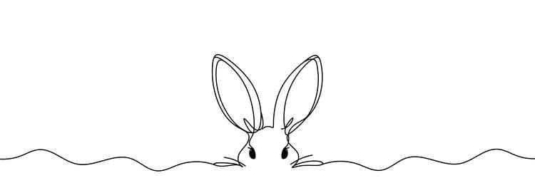 continuous line drawing of a rabbit looking up vector image