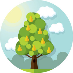 Round pattern pear tree in the clouds vector