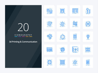 20 3d printing and communication blue color icon vector