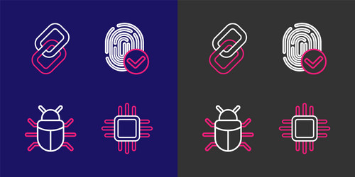 CPU System & Microchip Icons vector image