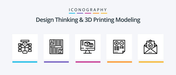 Design thinking and d printing modeling line 5 vector