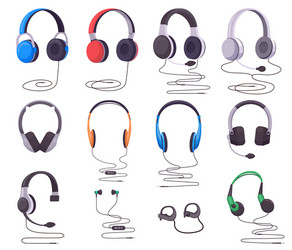 headphones and earphones music or gaming wired vector