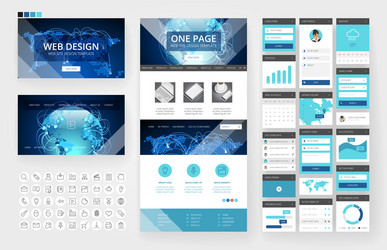 website design template and interface elements vector