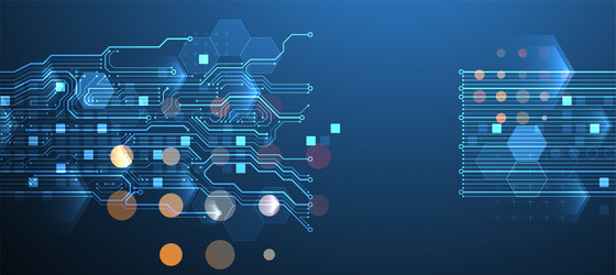 abstract circuit board and hexagons on gradient vector image