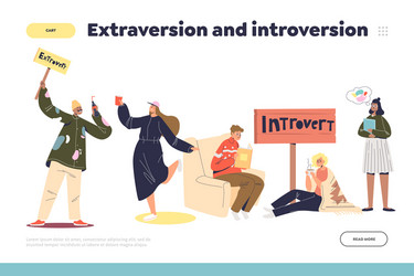 extraversion and introversion concept landing vector