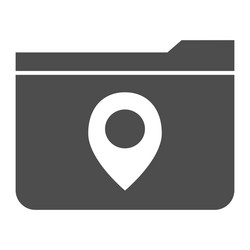 Folder with a map mark solid icon location vector