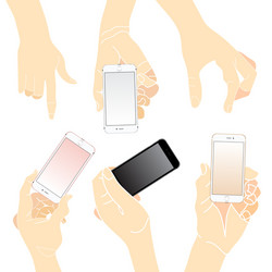 hand holding touch mobile smart phone vector