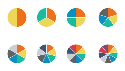 Pie chart set colorful diagram collection Vector Image