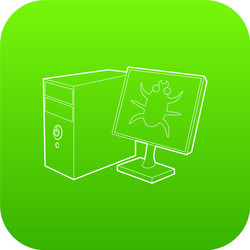 bug on the monitor of personal computer icon green vector image