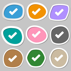 check mark tik icon symbols multicolored paper vector image
