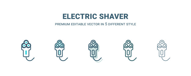 Electric shaver icon in 5 different style outline vector