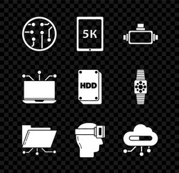 set processor tablet with text 5k virtual vector image