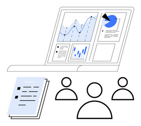 team collaboration for data analysis with charts vector image