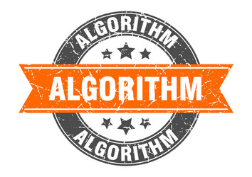 algorithm round stamp with ribbon label sign vector image