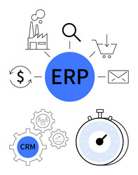 erp system integrating business functions thumbs vector image
