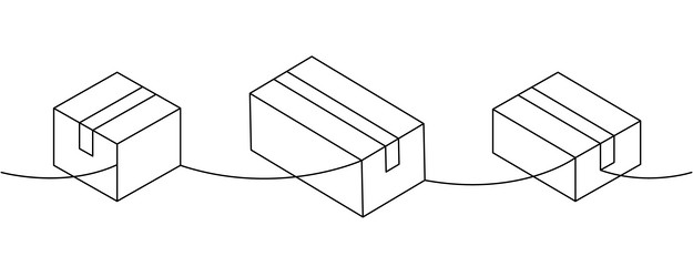 package cardboard boxes one line continuous vector image