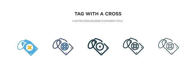tag with a cross icon in different style two vector image
