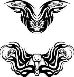 Tribal Motorcycle Flames Tattoo Vector Image