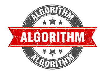 algorithm round stamp with ribbon label sign vector image