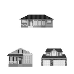 isolated object of building and front sign set vector image