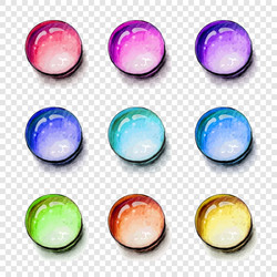 round shape gems colorful set with transparent vector