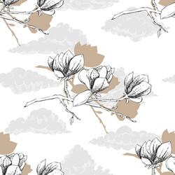 Seamless pattern with magnolia vector