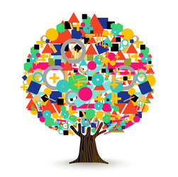 tree made of abstract color shapes concept vector