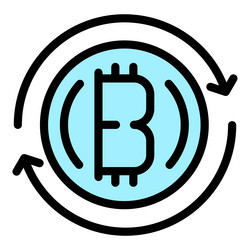 Bitcoin currency icon color outline vector