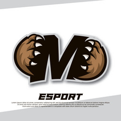 Claw esport logo letter m tiger bear vector