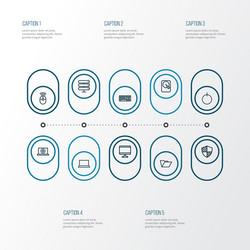 Hardware outline icons set collection of file vector