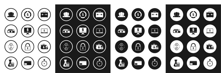 Set briefcase computer monitor with dollar symbol vector