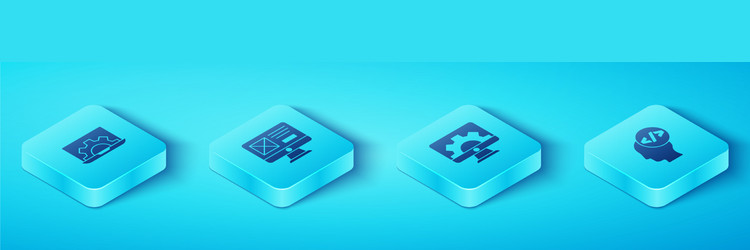 Set isometric web development ui or ux design vector
