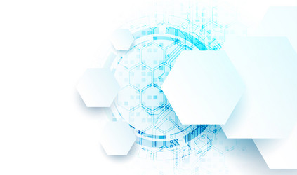 abstract circuit board and hexagons on gradient vector image