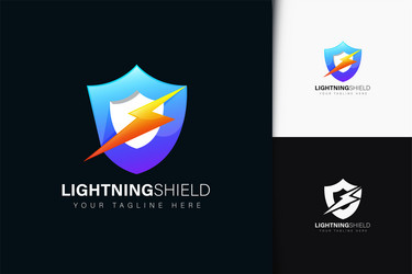 Lightning shield logo design with gradient vector