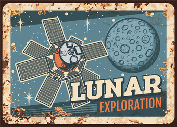 lunar exploration program rusty metal plate vector