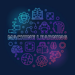 machine learning round colored outline vector