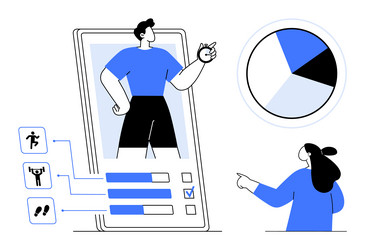 mobile fitness app data visualization with user vector image