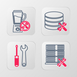 set line database server service screwdriver vector image