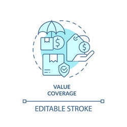 2d simple thin linear blue value coverage icon vector image
