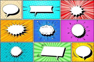 Comic colorful blank speech bubbles set Royalty Free Vector