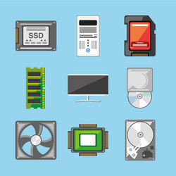 Computer hardware icon set vector