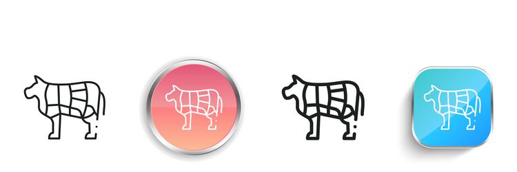 cow icon thin linear regular and button style vector image